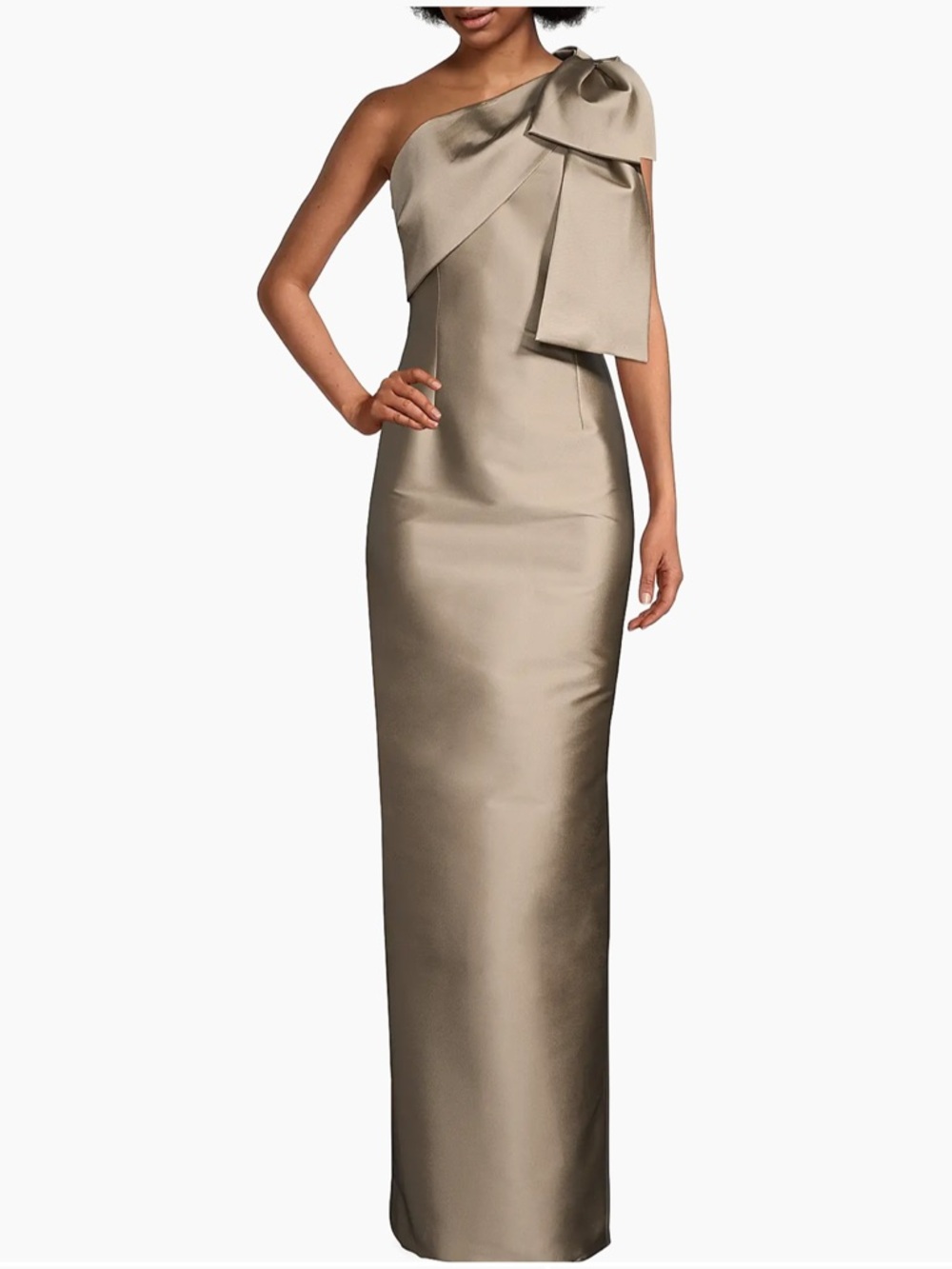Sachin + Babi One-Shoulder Maxi Dress in Taupe with Bow Detail - Picture 1 of 15